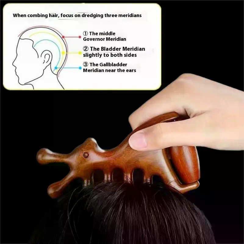 Hair Care Vegan - Ahşap Masaj Tarağı Baş Meridyeni Saç